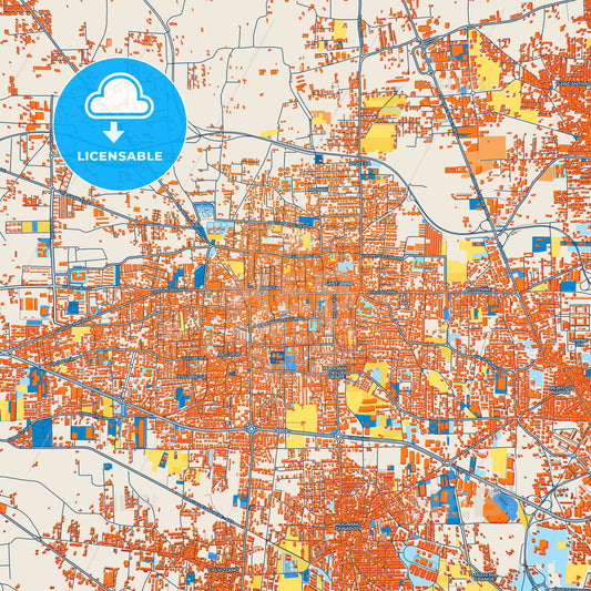 Colorful Giugliano in Campania Street Map with Labels and Buildings