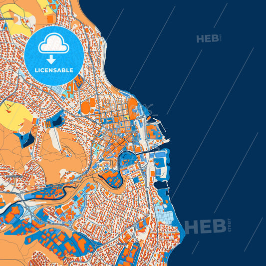 Colorful Gjøvik Street Map with Labels and Buildings