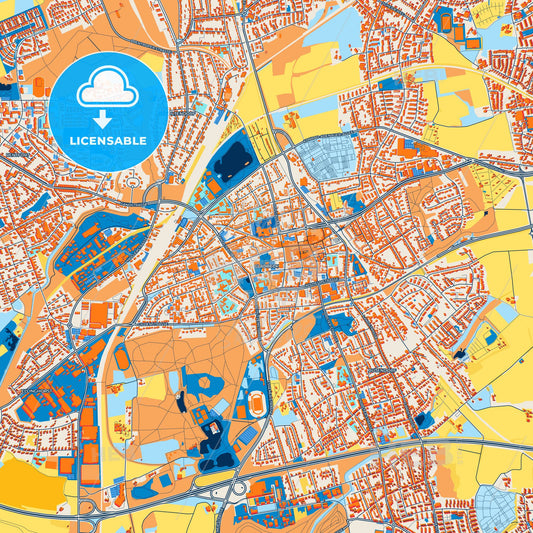 Colorful Gladbeck Street Map with Labels and Buildings
