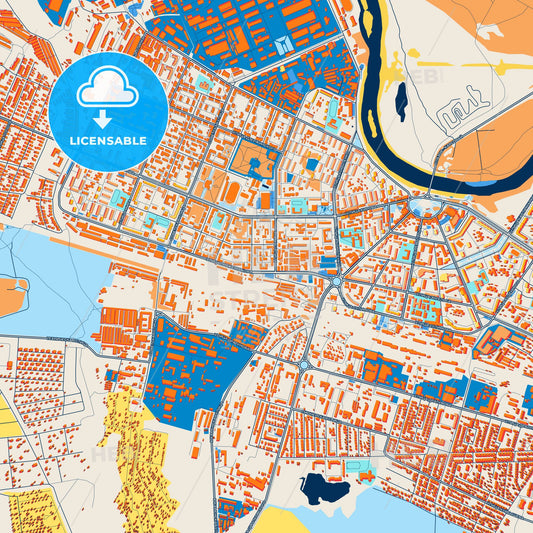 Colorful Glazov Street Map with Labels and Buildings