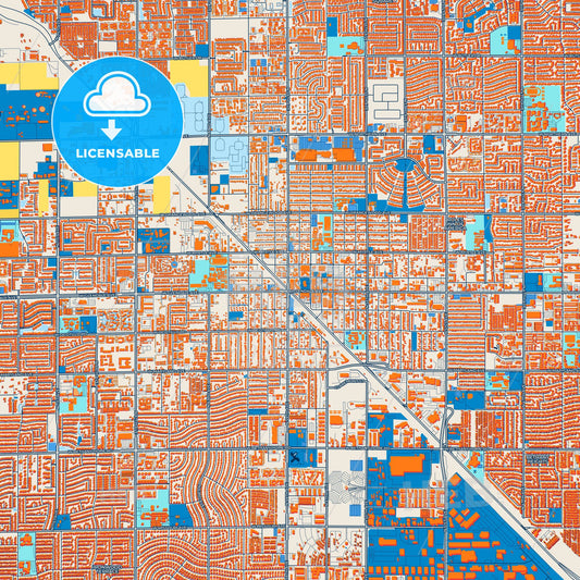 Colorful Glendale Street Map with Labels and Buildings