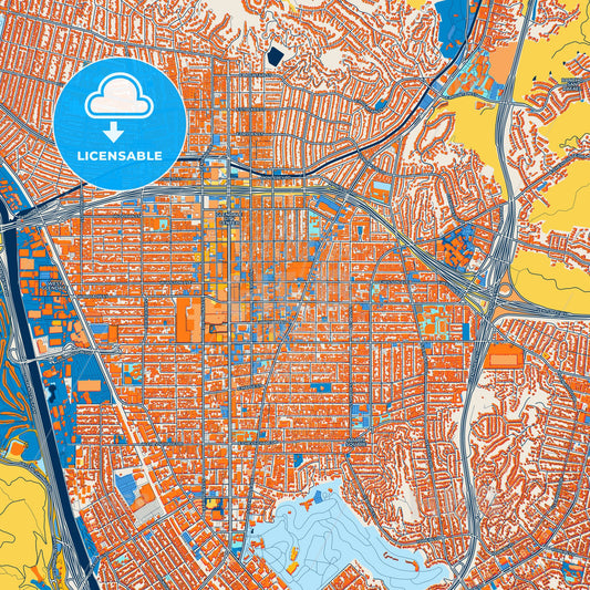 Colorful Glendale Street Map with Labels and Buildings