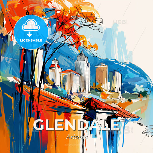 Vibrant Glendale, Arizona - A Painting Of A City - Square format print template