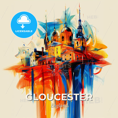 Vibrant Gloucester, England - A Painting Of A Building - Square format print template