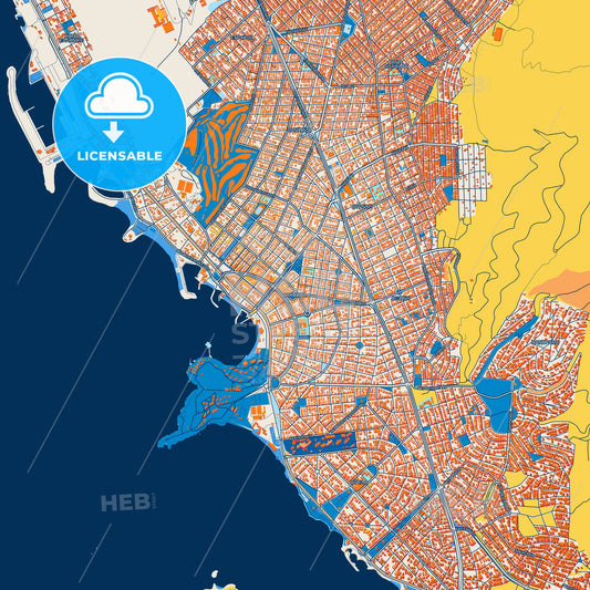 Colorful Glyfada Street Map with Labels and Buildings