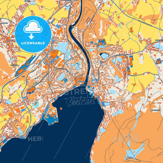 Colorful Gmunden Street Map with Labels and Buildings