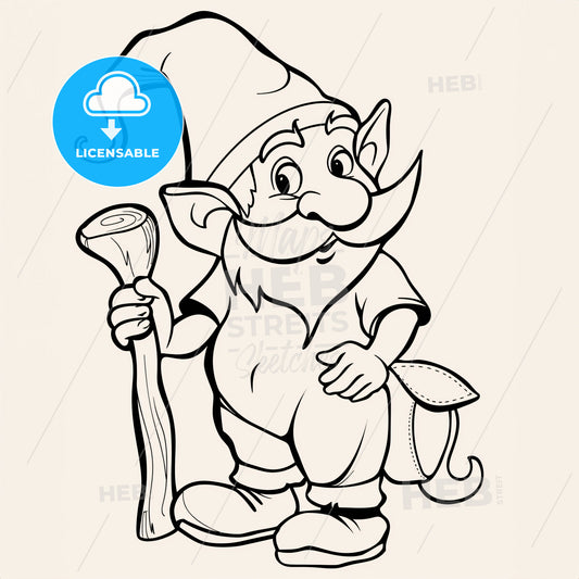 Gnome - A Cartoon Gnome Holding A Stick