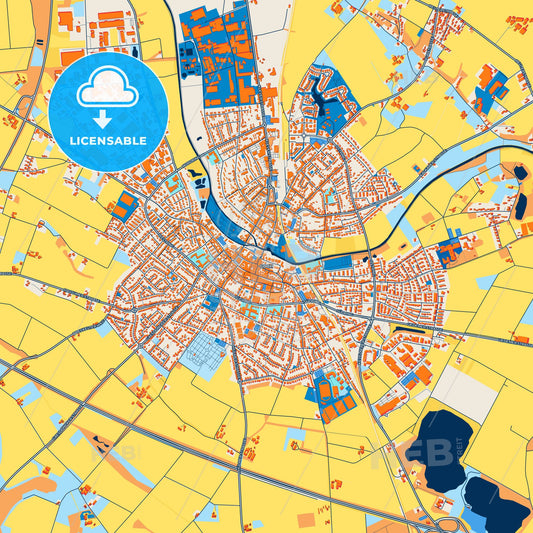 Colorful Goch Street Map with Labels and Buildings