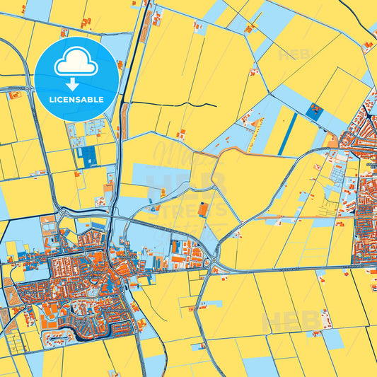 Colorful Goeree-Overflakkee Street Map with Labels and Buildings