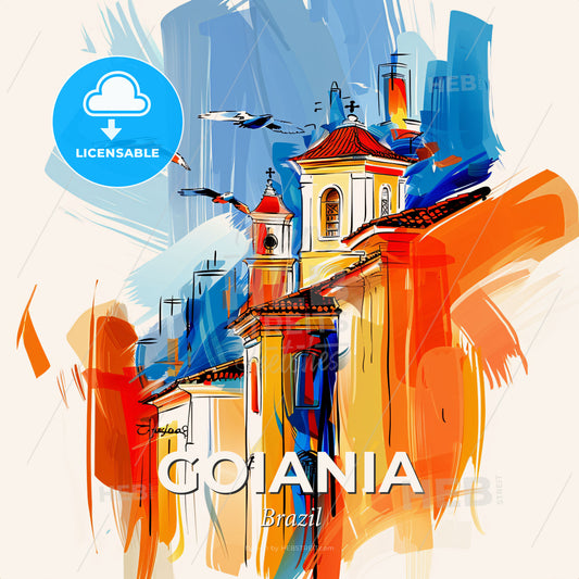 Vibrant Goiania, Brazil - A Painting Of A Building - Square format print template