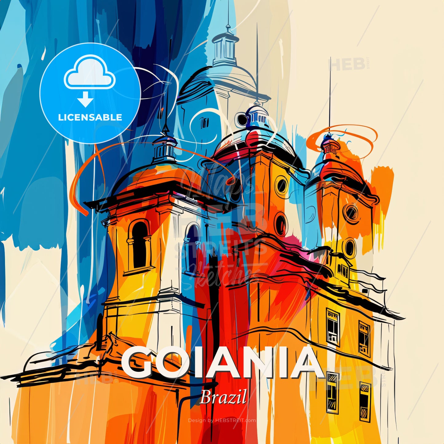 Vibrant Goiania, Brazil - A Colorful Building With A Dome - Square format print template