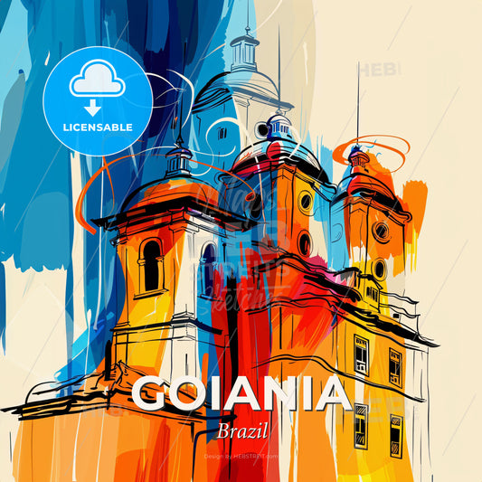 Vibrant Goiania, Brazil - A Colorful Building With A Dome - Square format print template