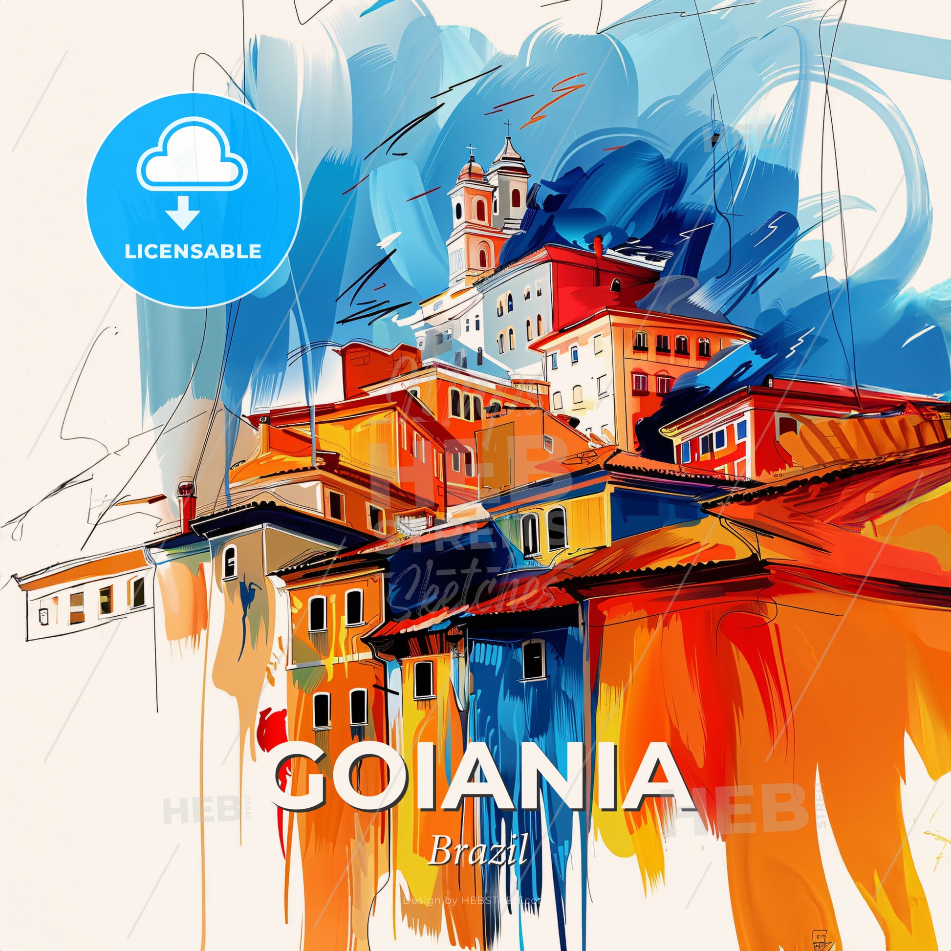 Vibrant Goiania, Brazil - A Colorful Painting Of Buildings - Square format print template