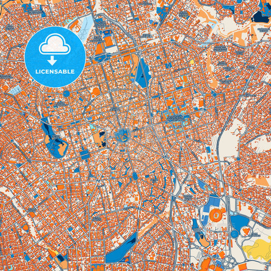 Colorful Goiania Street Map with Labels and Buildings