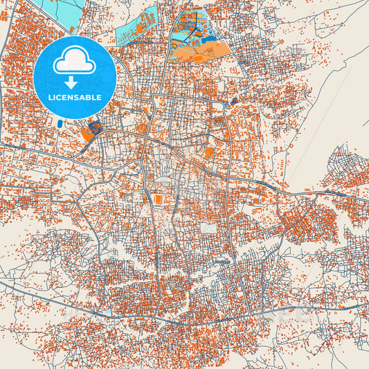 Colorful Gombe Street Map with Labels and Buildings