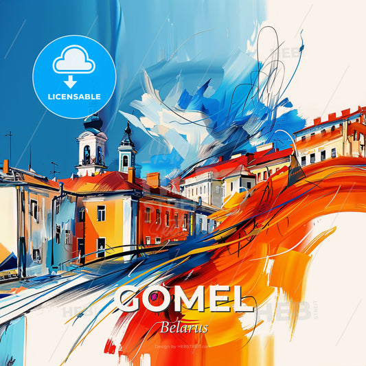 Vibrant Gomel, Belarus - A Painting Of A City - Square format print template