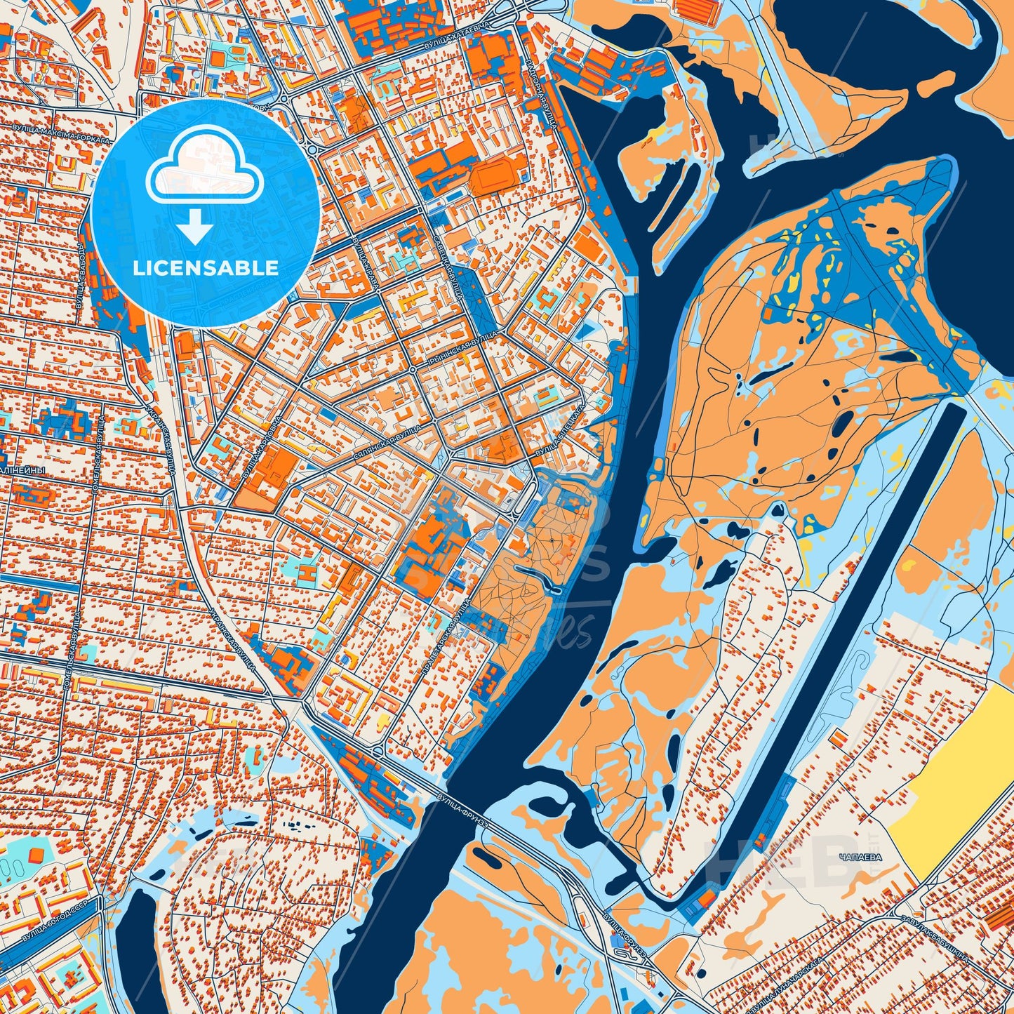 Colorful Gomel Street Map with Labels and Buildings