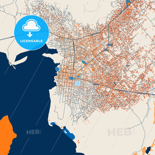 Colorful Gonaïves Street Map with Labels and Buildings