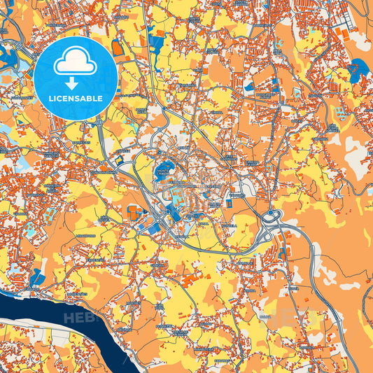 Colorful Gondomar Street Map with Labels and Buildings