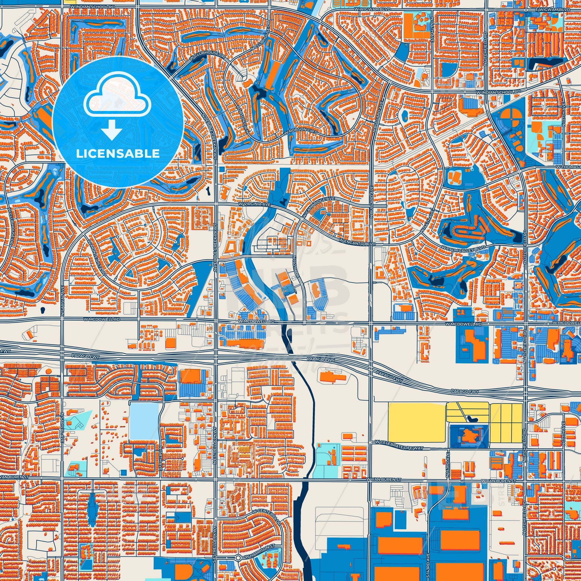 Colorful Goodyear Street Map - Digital Download – HEBSTREITS
