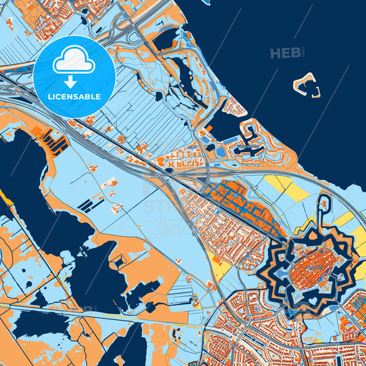 Colorful Gooise Meren Street Map with Labels and Buildings
