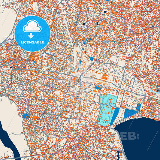 Colorful Gorakhpur Street Map with Labels and Buildings