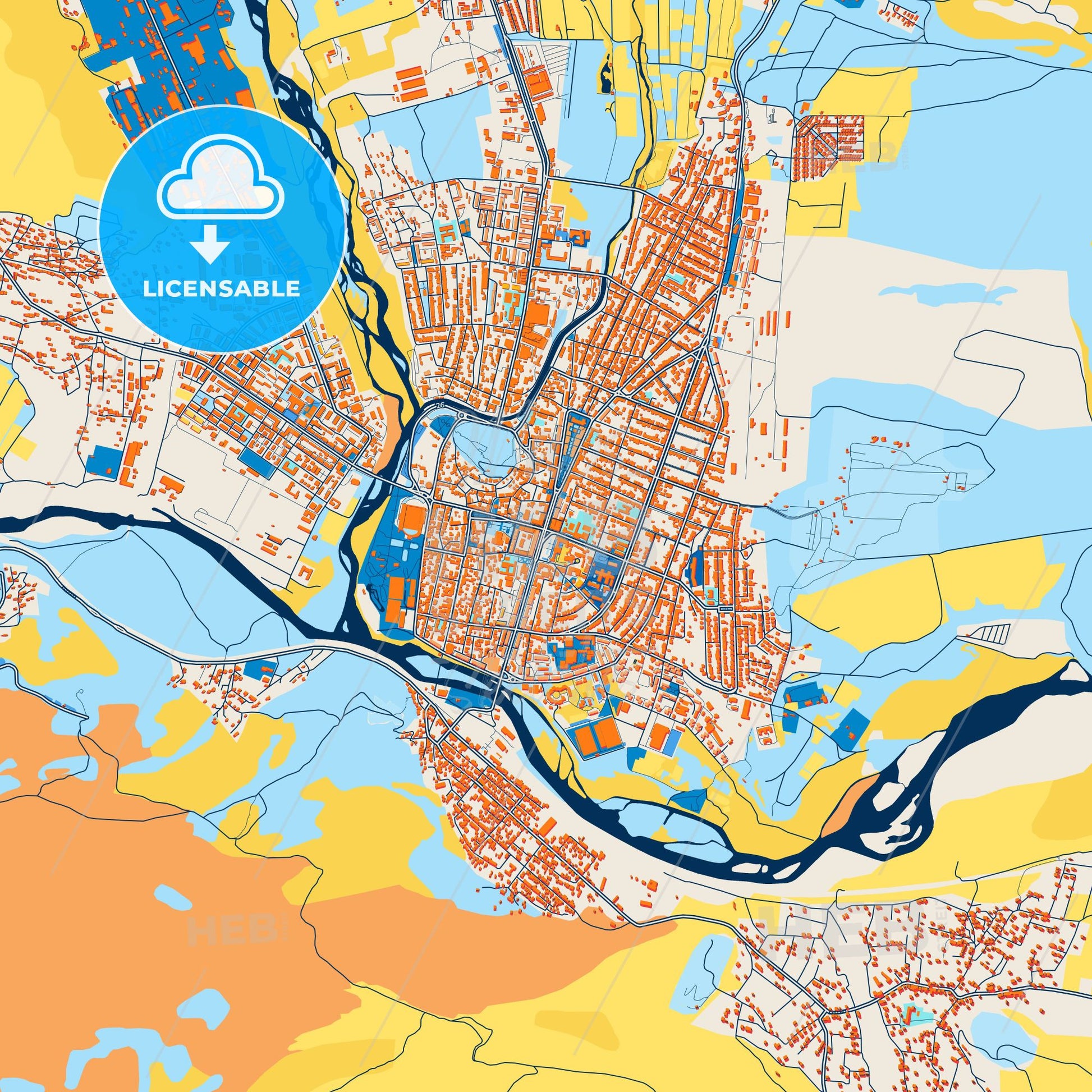 Colorful Gori Street Map with Labels and Buildings