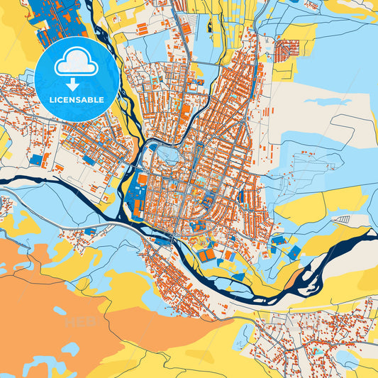 Colorful Gori Street Map with Labels and Buildings
