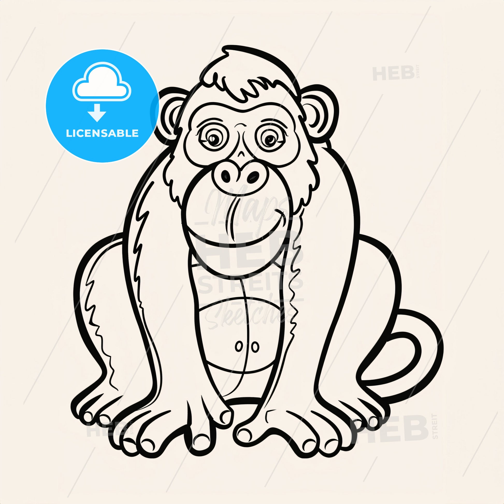 Gorilla - A Cartoon Monkey Sitting On A White Background