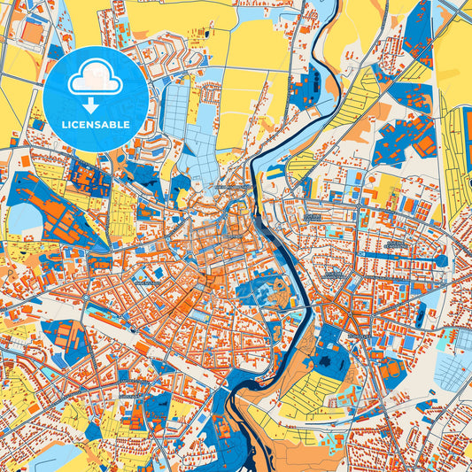 Colorful Gorlitz Street Map with Labels and Buildings