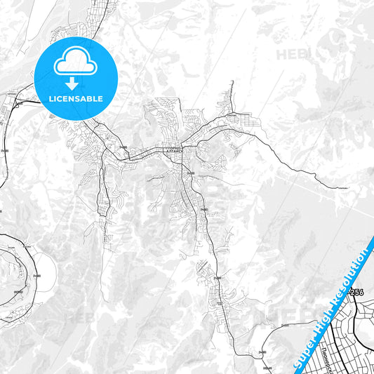 Gorno-Altaysk, Russia light map with streetnames, citynames and districts