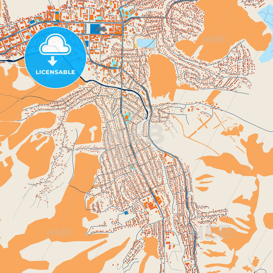 Colorful Gorno-Altaysk Street Map with Labels and Buildings