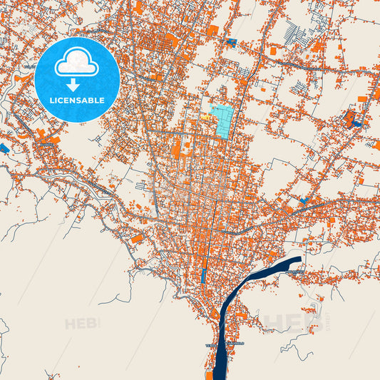 Colorful Gorontalo Street Map with Labels and Buildings