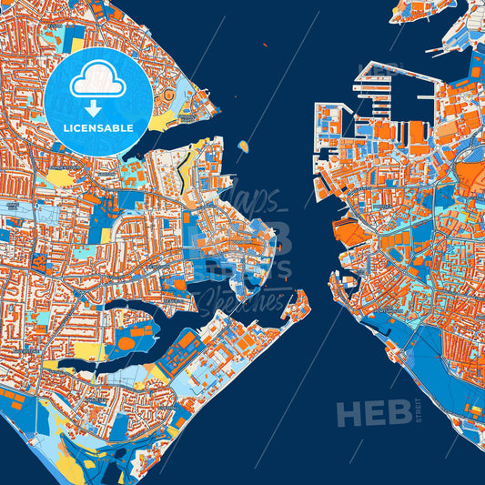 Colorful Gosport Street Map with Labels and Buildings
