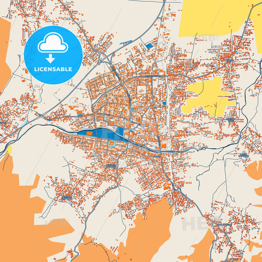 Colorful Gostivar Street Map with Labels and Buildings