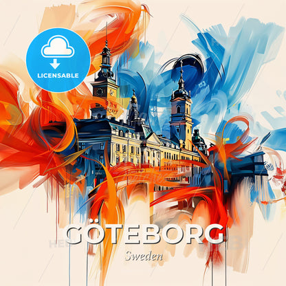 Vibrant Göteborg, Sweden - A Painting Of A Building With Colorful Paint - Square format print template
