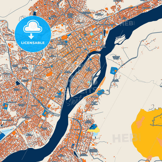 Colorful Governador Valadares Street Map with Labels and Buildings