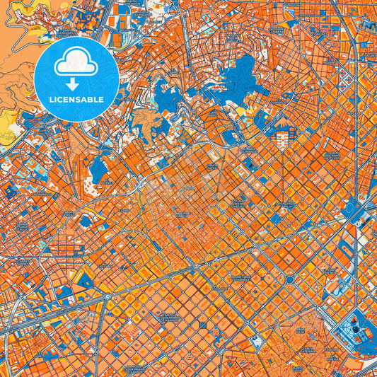 Colorful Gràcia Street Map with Labels and Buildings