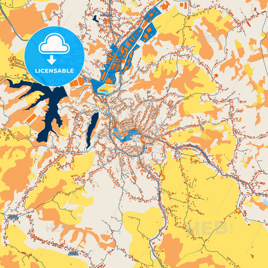 Colorful Gradačac Street Map with Labels and Buildings
