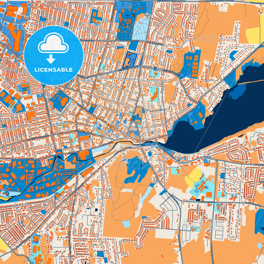 Colorful Granby Street Map with Labels and Buildings