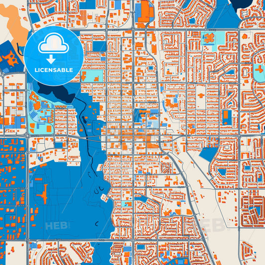 Colorful Grande Prairie Street Map with Labels and Buildings