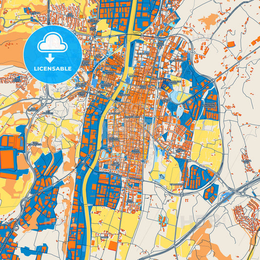 Colorful Granollers Street Map with Labels and Buildings