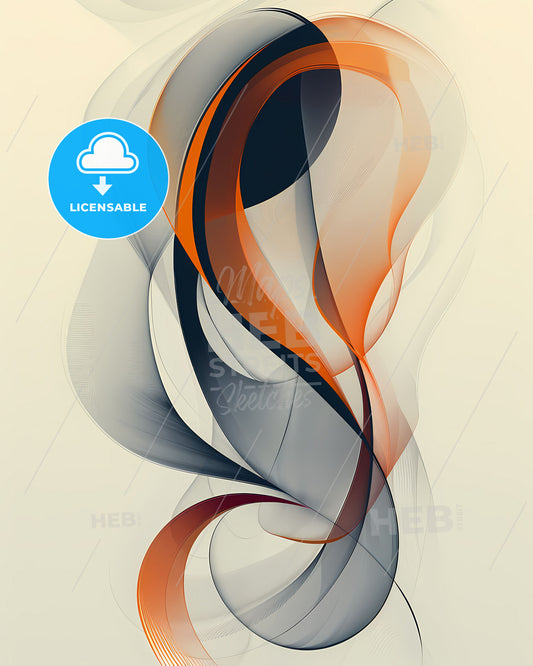 Vibrant Abstract Swirls Painting with Bezier Curves, Minimalist and Vintage Style Art