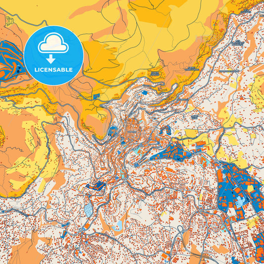 Colorful Grasse Street Map with Labels and Buildings
