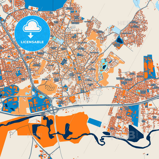 Colorful Gravatai Street Map with Labels and Buildings