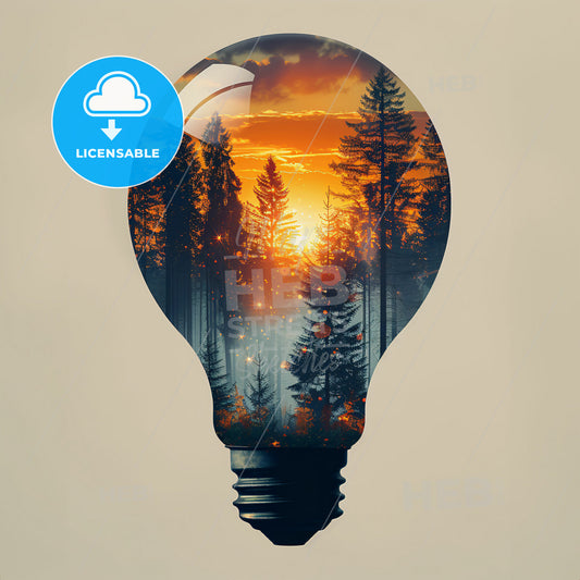 Gravitational Pull: The Weight of Ideas - A light bulb with trees inside