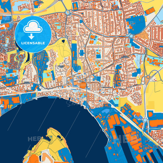 Colorful Grays Street Map with Labels and Buildings