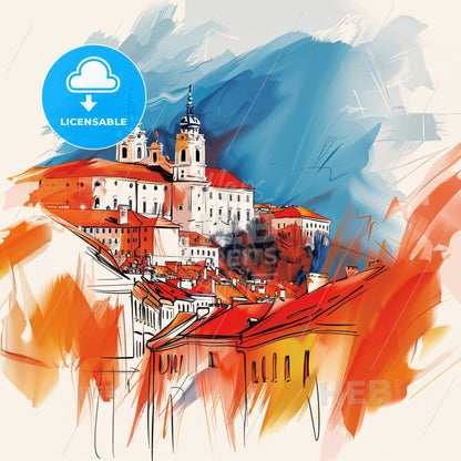 Vibrant Graz, Austria - A Painting Of A City