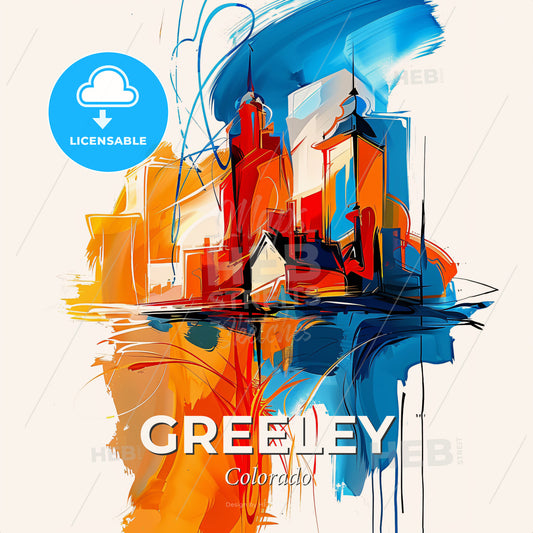 Vibrant Greeley, Colorado - A Painting Of A City - Square format print template