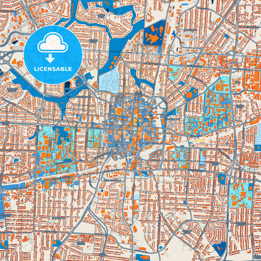 Colorful Greensboro Street Map with Labels and Buildings